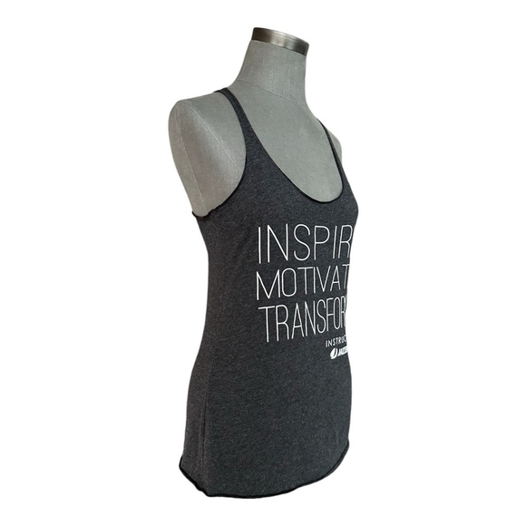 Women’s Tank Top CHIN UP Apparel Gray White Inspirational Print Sleeveless Top - Picture 3 of 4